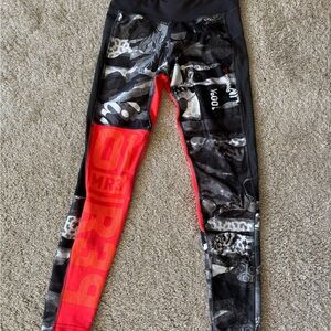 Reebok Black and Red Camouflage Leggings